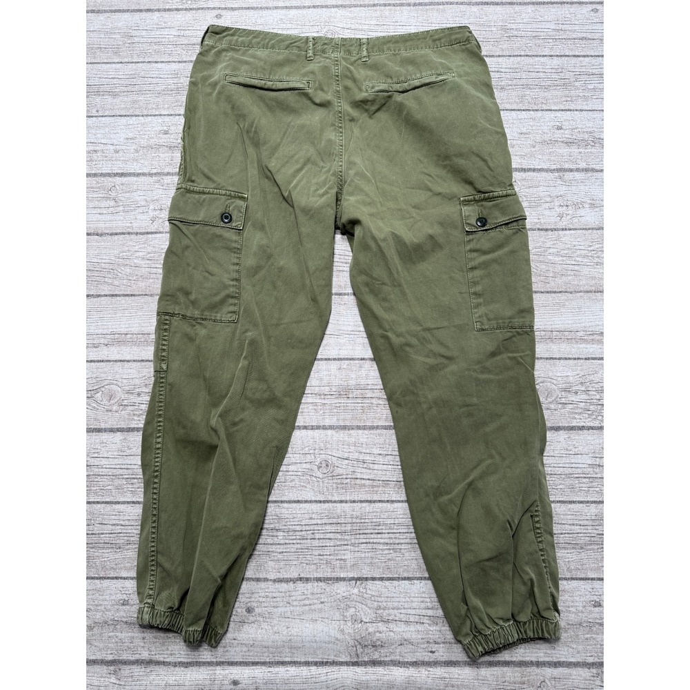 Zara Cargo Pants Women's 10 Olive Green Cotton Tapered Utility Hunting Joggers - Picture 2 of 8